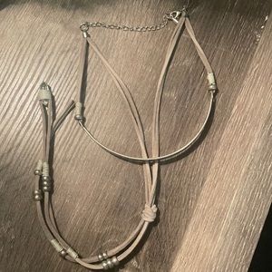 Free People Suede & Silver Necklace with Crystal
